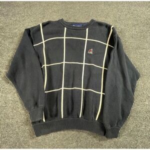 Stars and Stripes Sweater Mens Extra Large Blue Striped Embroidered Sailing Y2K
